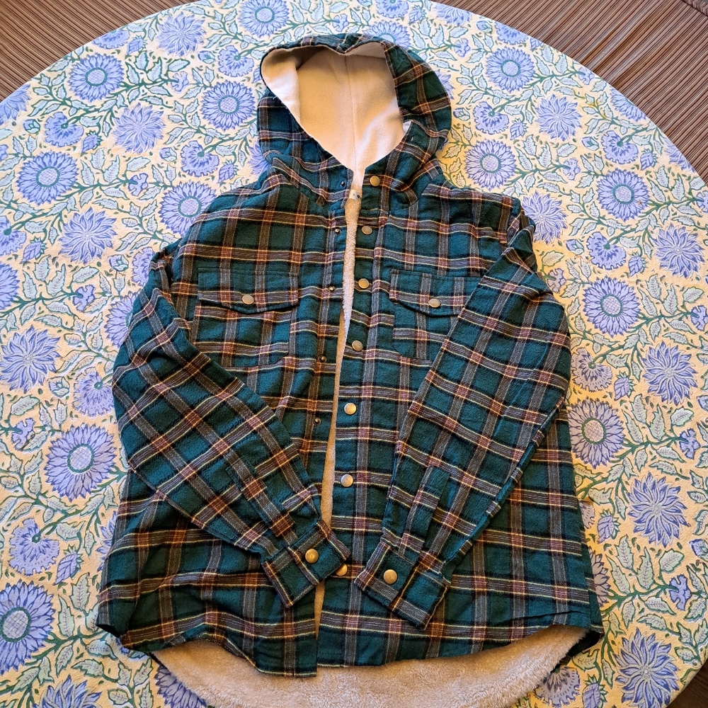 Forever Young Z Man Sherpa Lined Snap-Up Flannel Hoodie - Like New! 💥